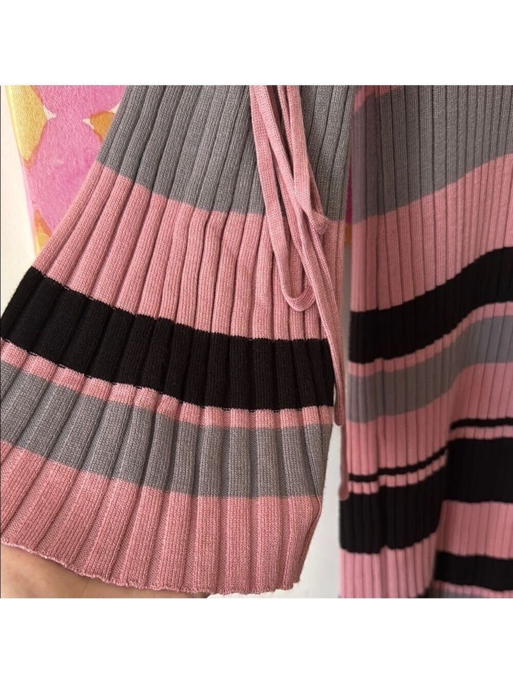 Ashley Stewart Pink and Black Striped Long Sleeve Dress - Picture 3 of 5